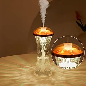 Small Humidifiers, Colorful Cool Mini Humidifier, Crystal Table Lamp Color Changing Night Light, USB Personal Desktop Humidifier with Two Spray Modes for Living Room Housewarming Gift,B