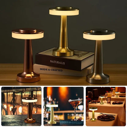 NYRWANA Table Lamp | 2000 mAh Battery | Table Lamp for Bedroom, Table Lamp for Living Room, Lamps for Bedroom, 3 Colour Touch Control - Metal (Gold)