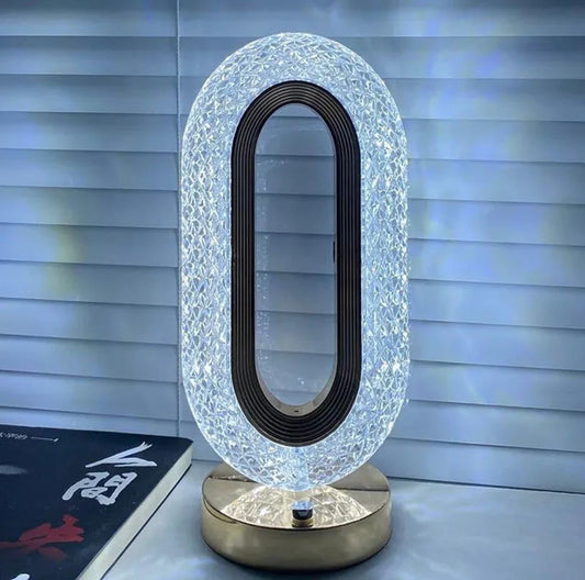 Amaxone Oval Crystal Stand Night Lamp | LED Touch Night Lamp | Decorative Bedside Desk Lamp | Table Night Lamp | 3-Color Changing LED Crystal Bedside Modern Lamp for Home, Bedroom, Party, Dinner Decor